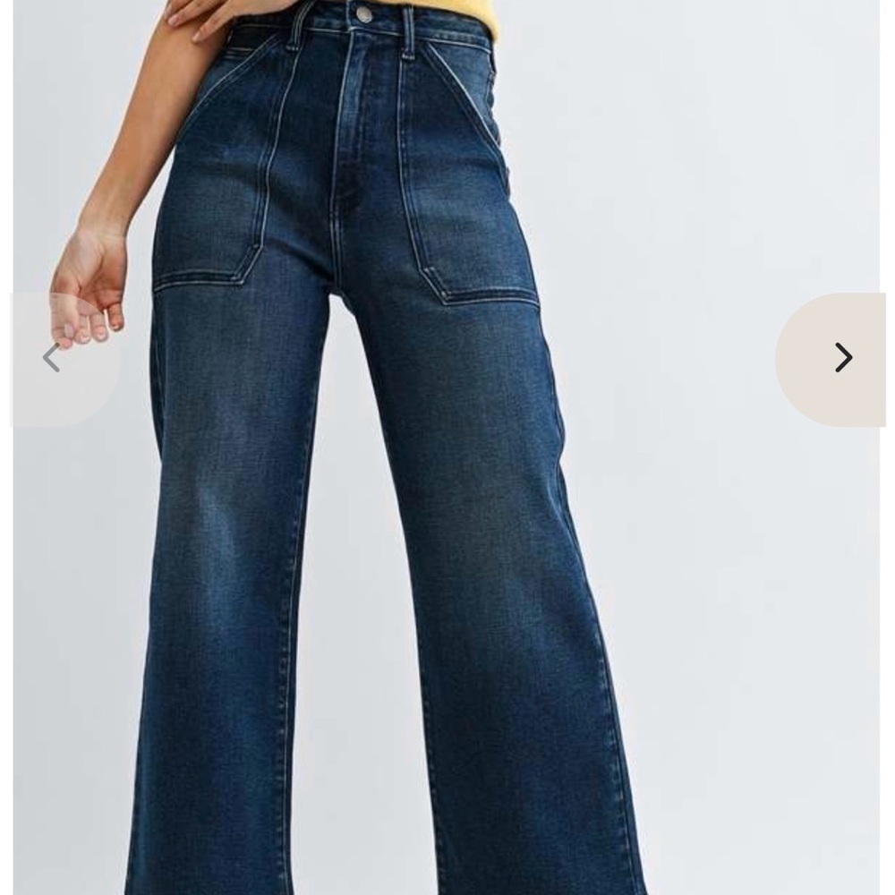 Just Black Denim the Patch Pocket wide Leg Medium Blue Wide-Leg Women's Jeans 28